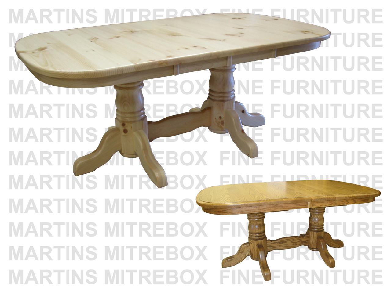 Maple Martin Collection Double Pedestal Table 42''D x 66''W x 30''H With 2 - 12'' Leaves Table Has 1'' Thick Top