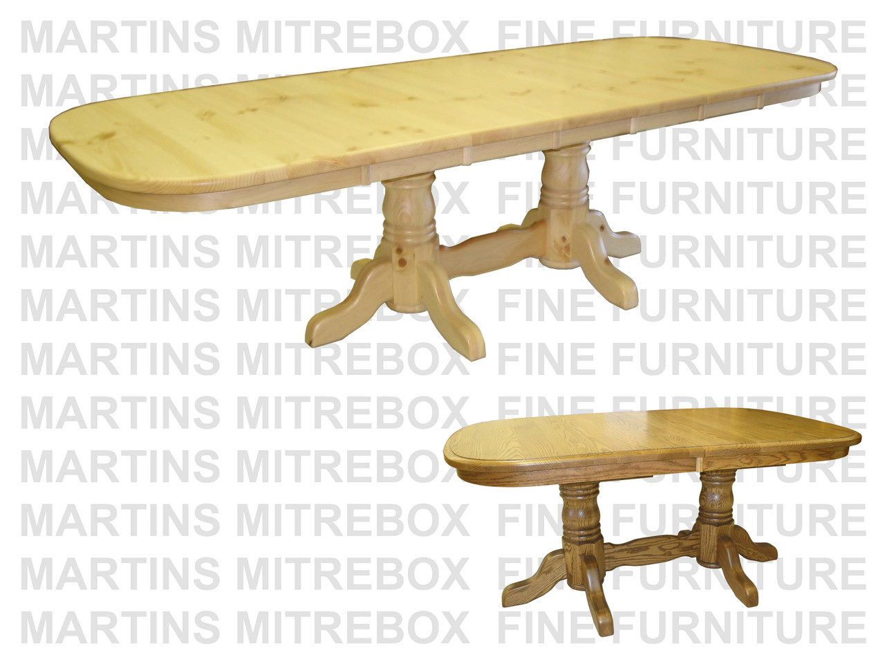 Maple Martin Collection Double Pedestal Table 48''D x 96''W x 30''H With 4 - 12'' Leaves Table Has 1'' Thick Top