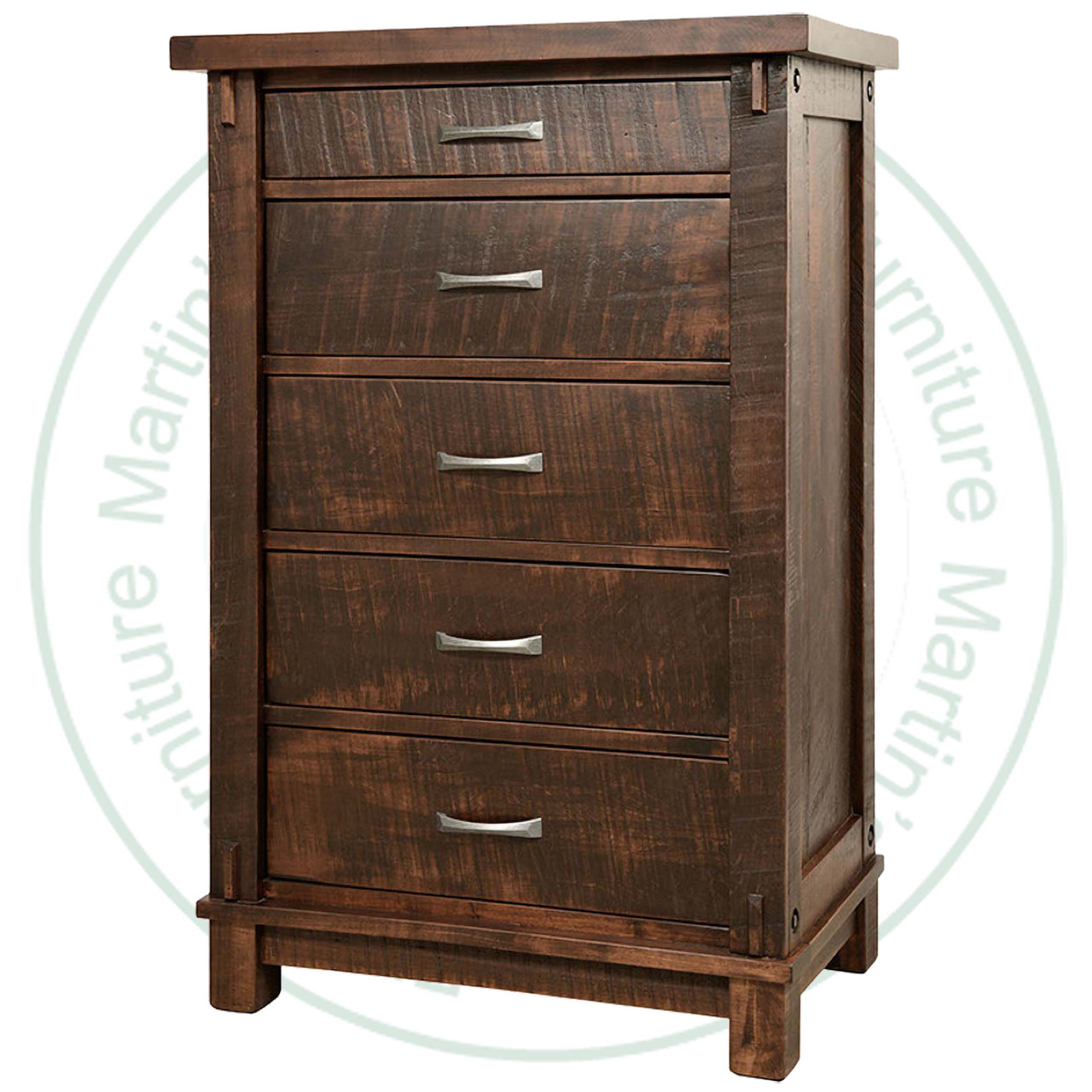 Oak Timber 5 Drawer Chest