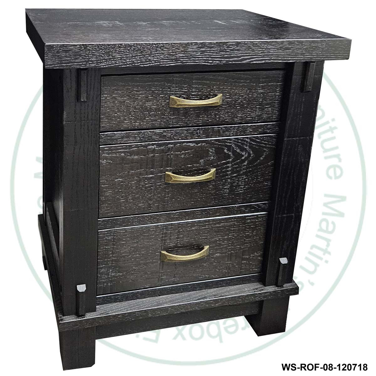 Oak Timber 3 Drawer Nightstand