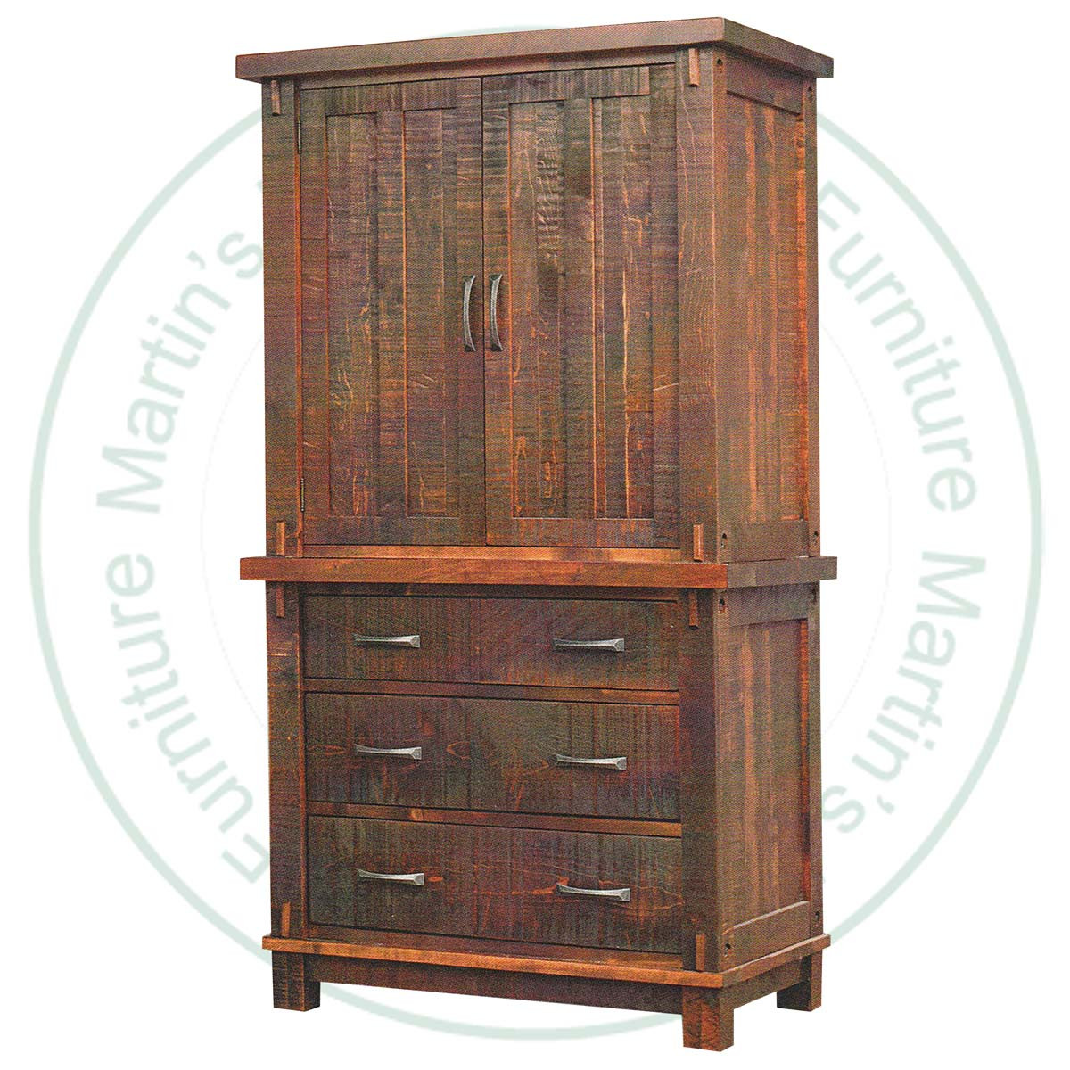 Oak Timber 3 Drawer Armoire