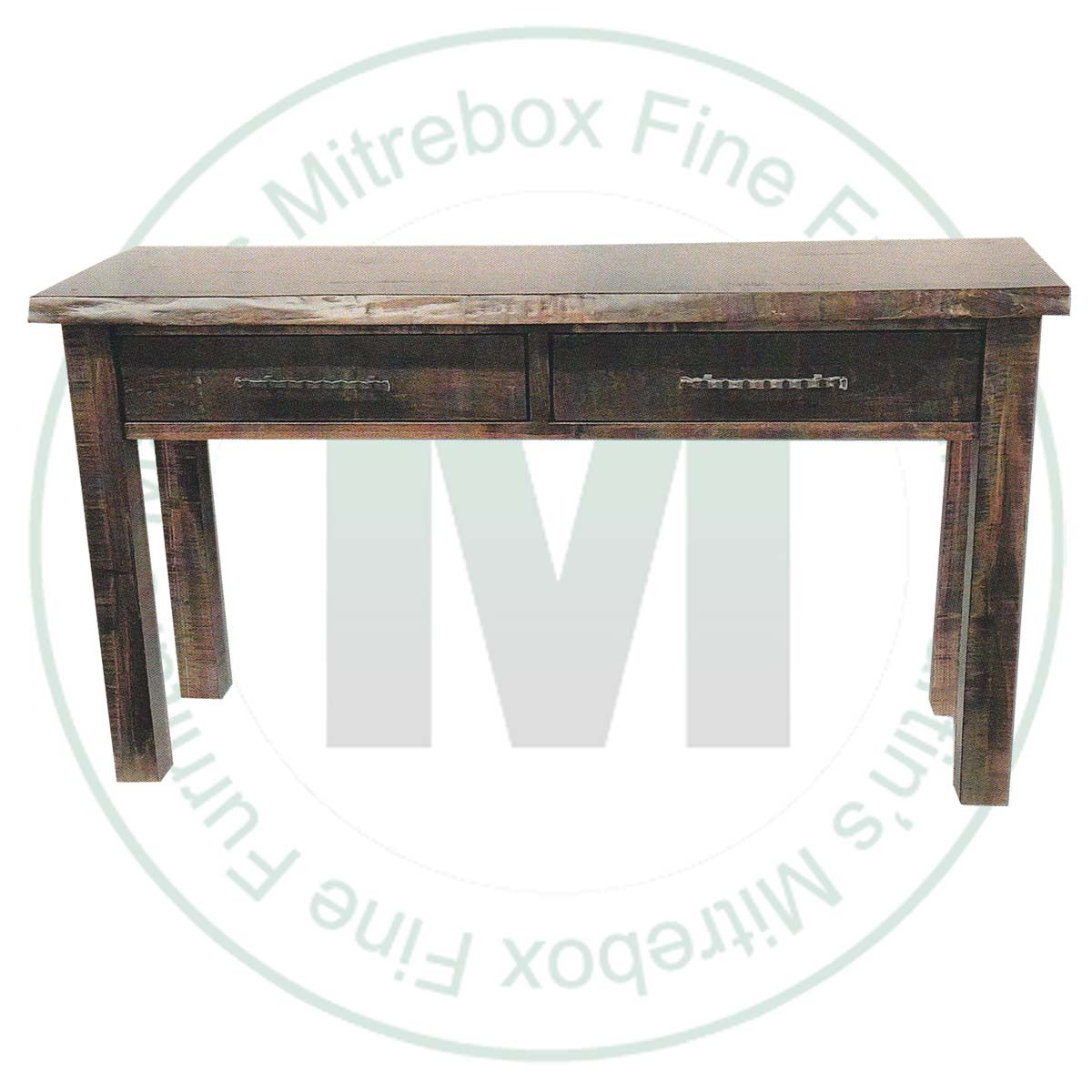 Pine Edgewood 2 Drawer Live Edge Sofa Table