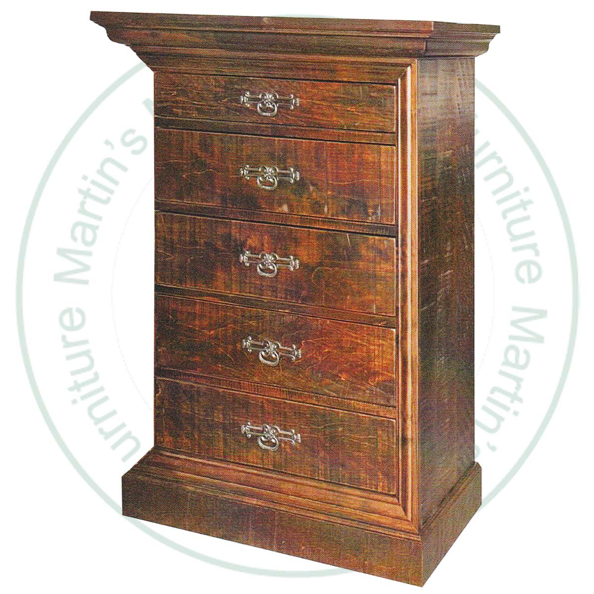 Wormy Maple Rustic Philippe 5 Drawer Chest