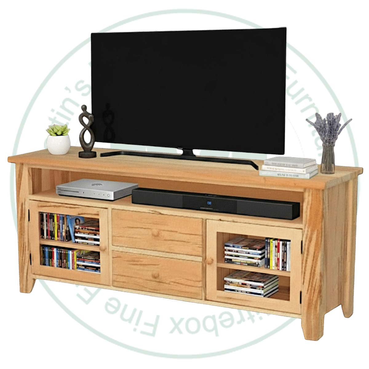 Oak Dakota Entertainment Unit. Entertainment Centre Dimensions 19'' Deep x 72'' Wide x 30'' High. Entertainment Unit Has 2 Drawers 2 Doors and 2 Adjustable Shelves. ( Texture : Saw marks. Hardware : Wood Knobs. )
