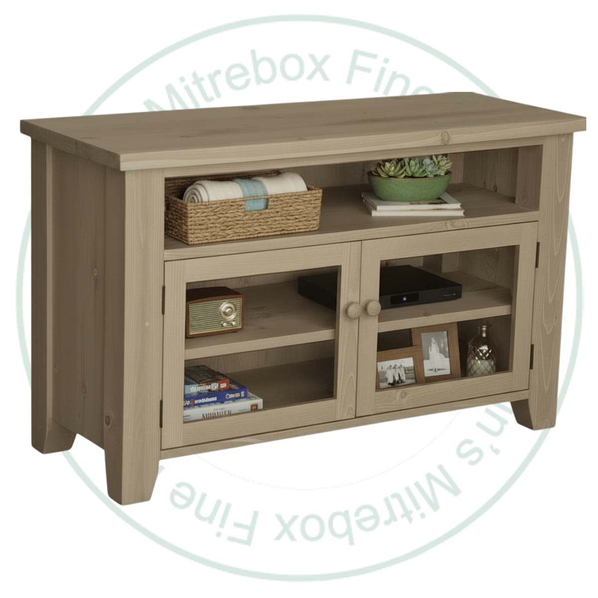 Pine Dakota 2 Glass Door TV Stand