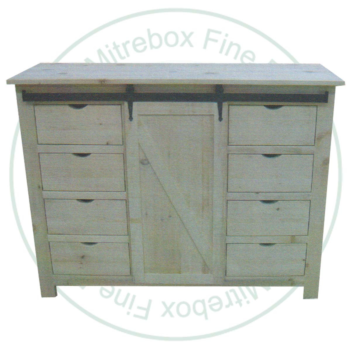 Pine Barn Door 8 Drawer 1 Door Dresser