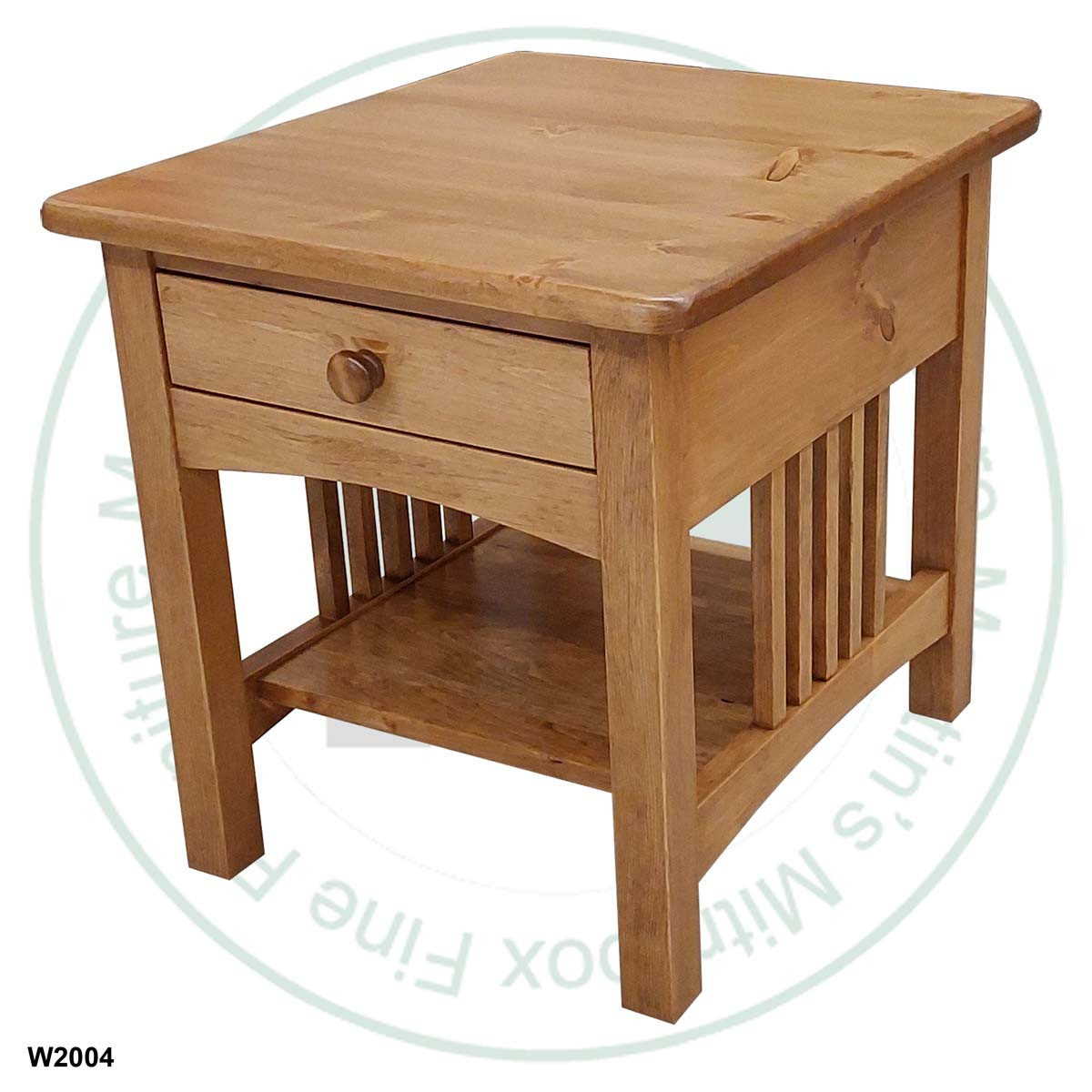 Oak Colonial SpIndle 1 Drawer 1 Shelf End Table