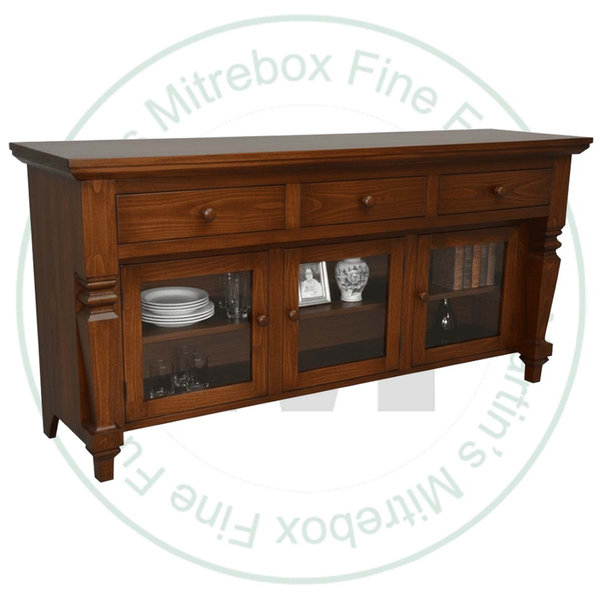Pine Bevel Top 3 Door 3 Drawer Colonial Server
