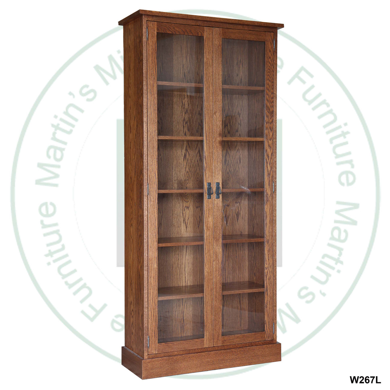 Maple Cottage 5 Adjustable Shelf 2 Glass Door Bookcase