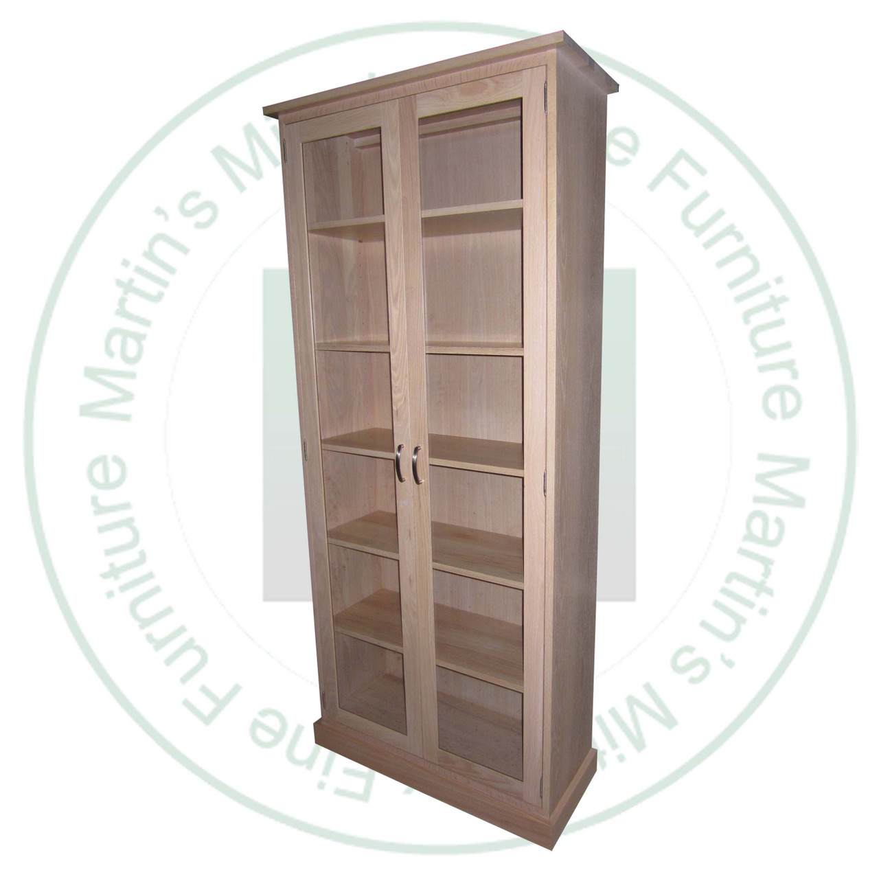 Oak Cottage 5 Adjustable Shelf 2 Glass Door Bookcase