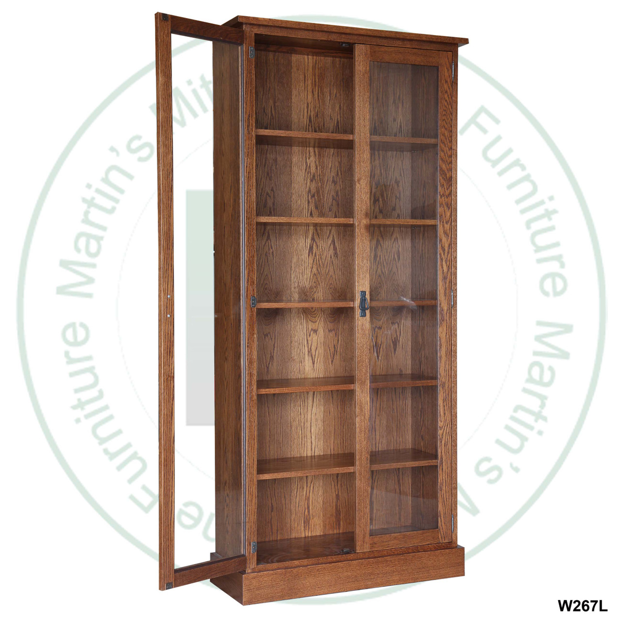 Oak Cottage 5 Adjustable Shelf 2 Glass Door Bookcase