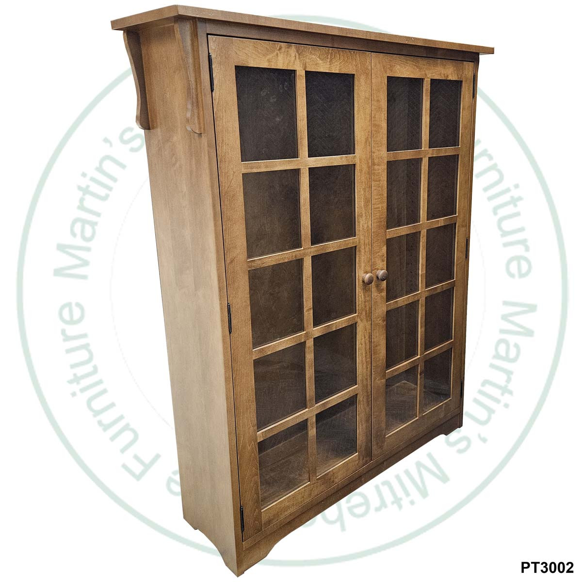 Oak Mission 2 Glass Door Wide Bookcase