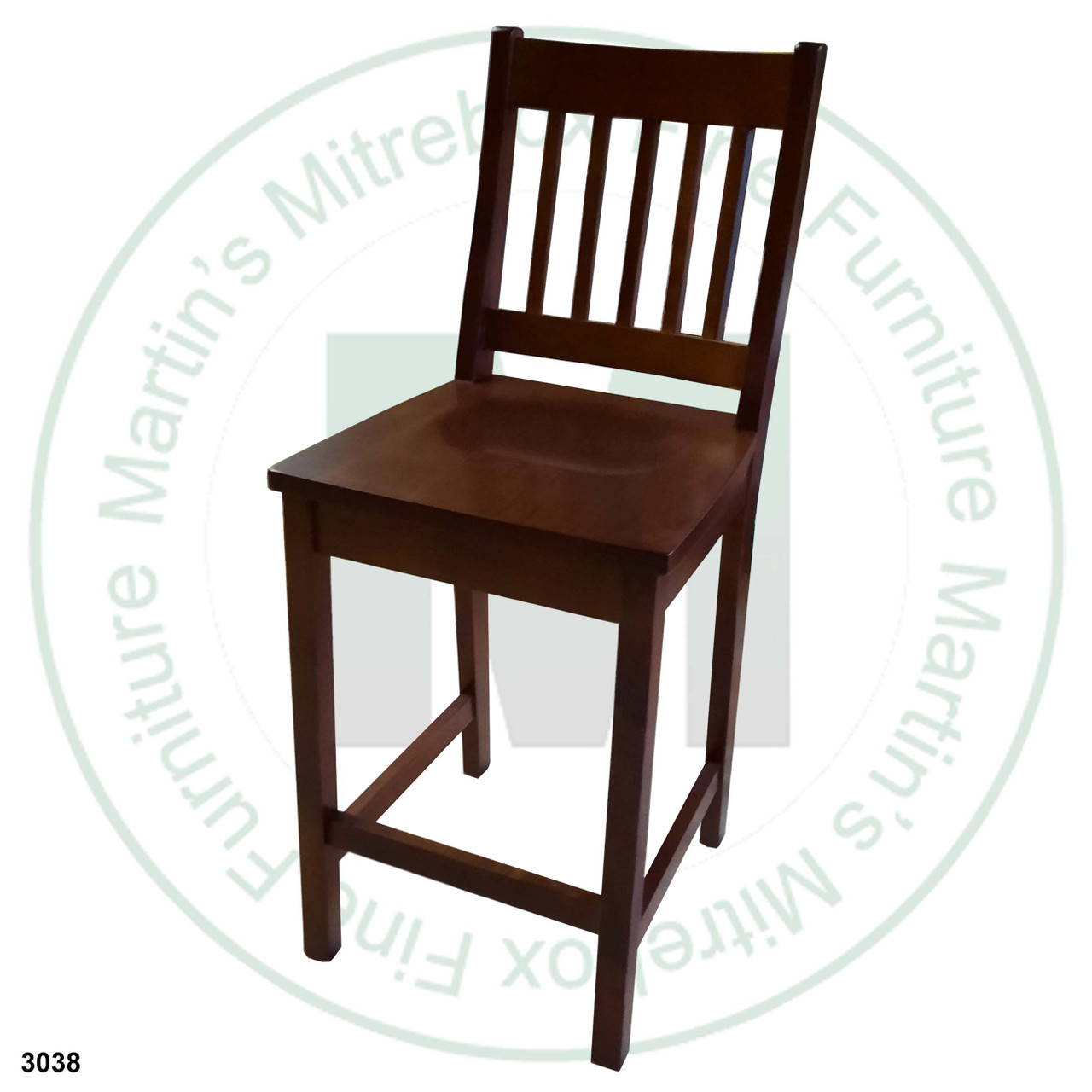 Oak 24'' Mission Bar Chair ( No Swivel ) 16.5''D x 24''H x 17''W