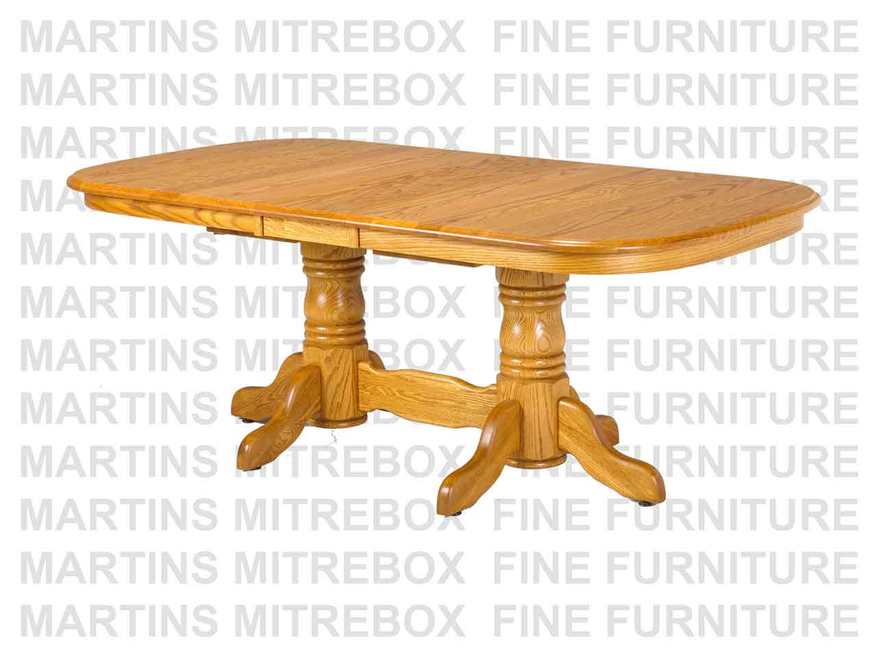 Oak Martin Collection Double Pedestal Table 42''D x 84''W x 30''H With 3 - 12'' Leaves Table Has 1.25'' Thick Top