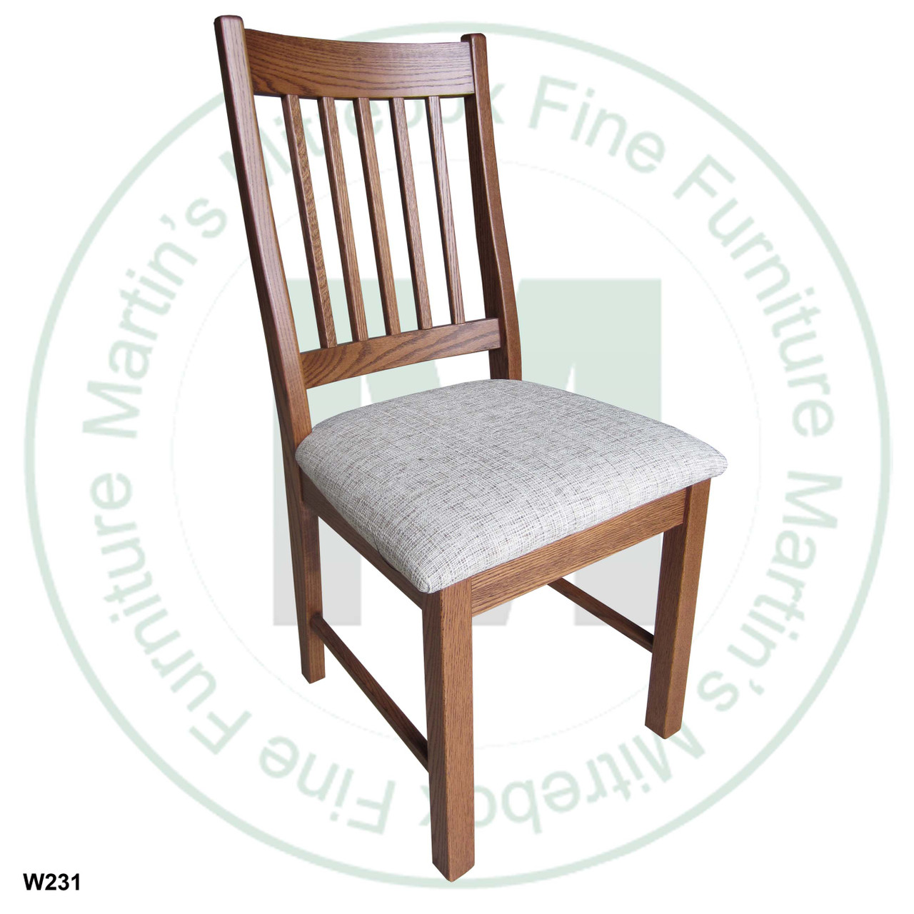 Oak Mini Mission Side Chair With Upholstered Seat