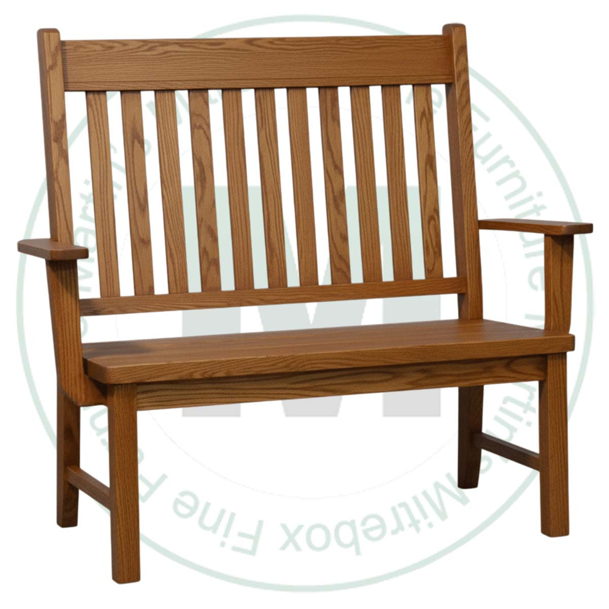 Oak Dakota Slat Back Love Seat