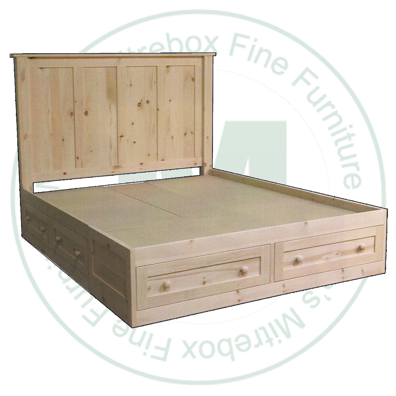 Oak Queen Cottage 6 Panel Drawer Condo Bed