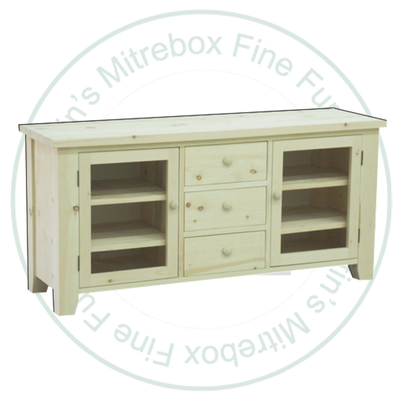 Pine Dakota Entertainment Unit 19''D x 63''W x 30''H 3 Drawers 2 - 18'' Doors