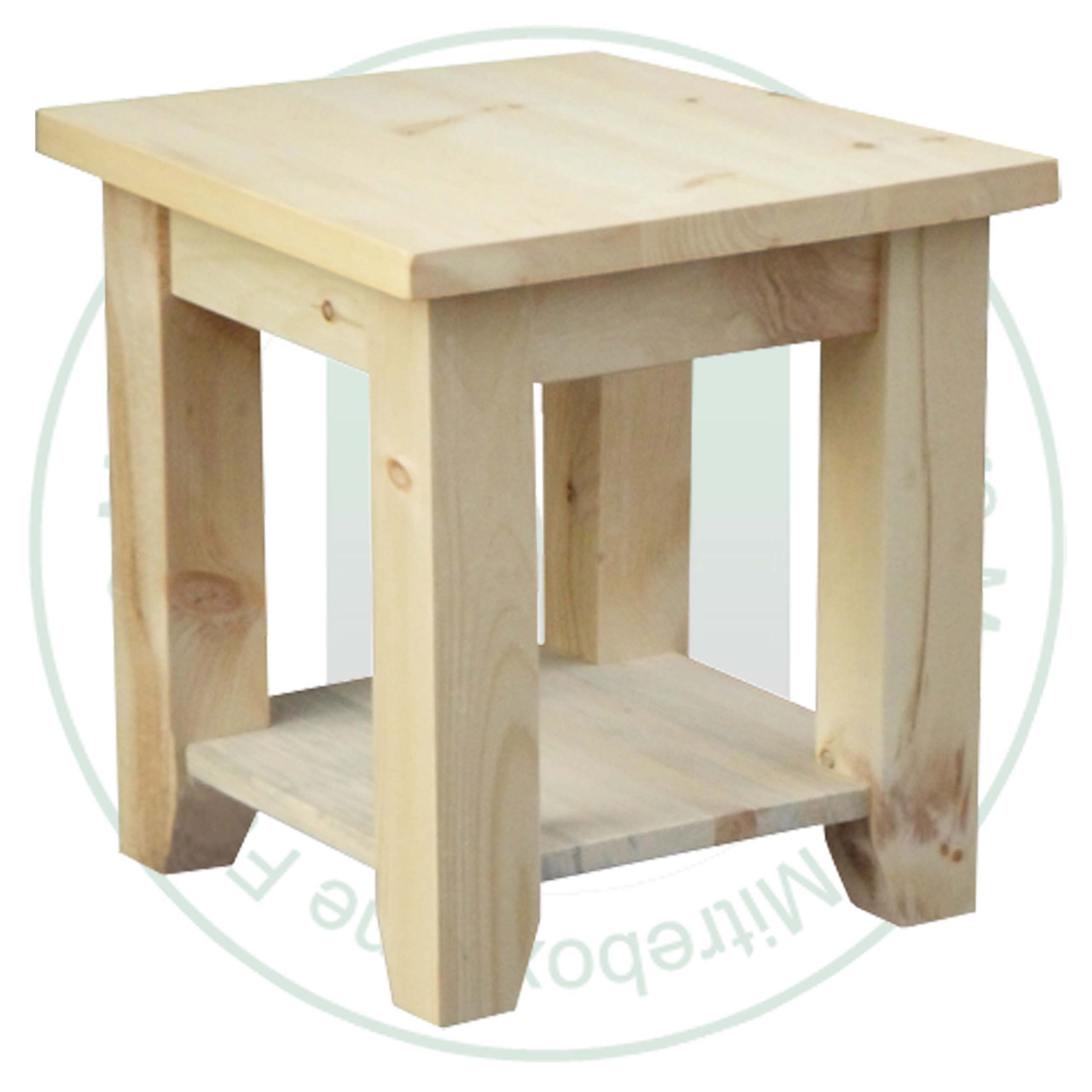 Pine Dakota End Table 22''D x 22''W x 24''H With Shelf 3.5'' Legs