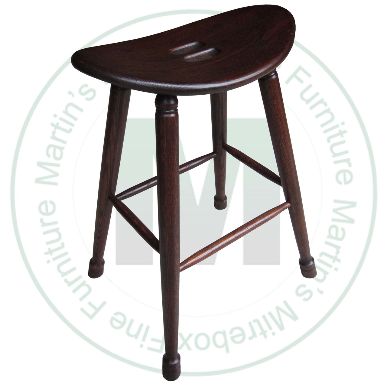 Oak 30'' Saddle Stool With Turned Legs