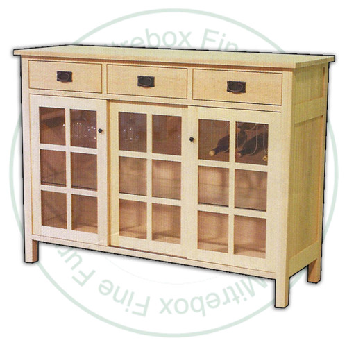 Maple Mission 3 Drawer 3 Sliding Glass Doors Sideboard