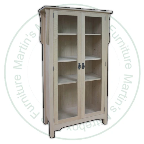 Oak Mission 2 Long Glass Door Bookcase
