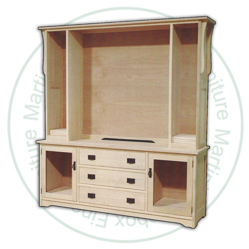 Oak Mission 2 Door 3 Drawer Hutch HDTV Entertainment Cabinet