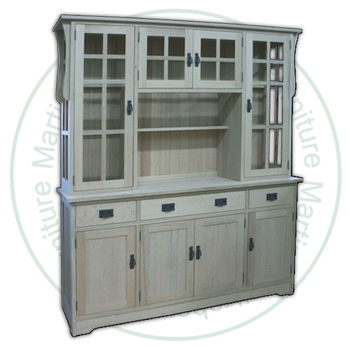 Oak Mission 4 Door Hutch And Buffet 66''W x 79''H x 19''D