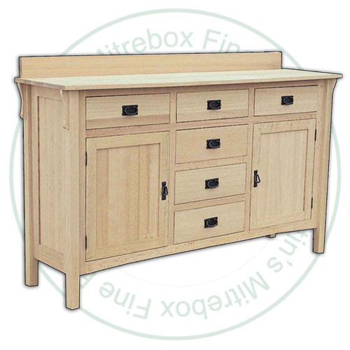 Oak Mission 2 Doors 6 Drawer Backsplash Sideboard