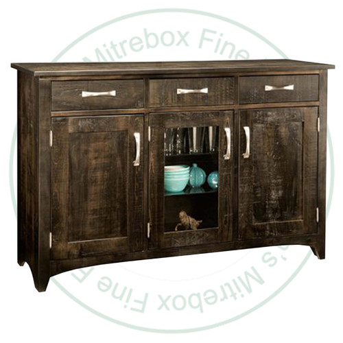 Oak Bancroft Sideboard 19''D x 59''W x 39.5''H With 2 Wood Doors 1 Glass Door And 3 Drawers