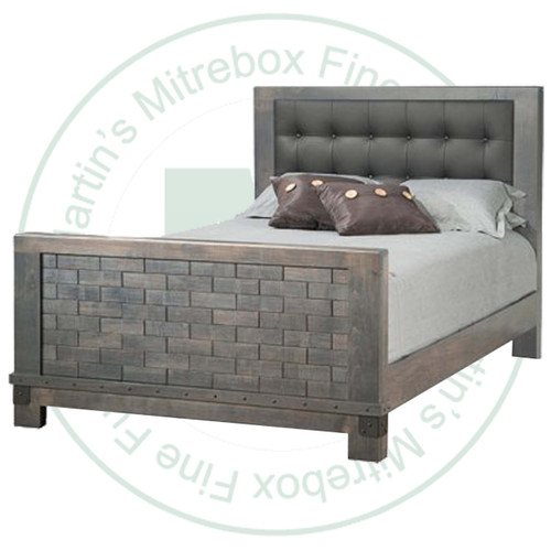 Oak Barrelworks Double Bed with High Footboard and Fabric Headboard Panel