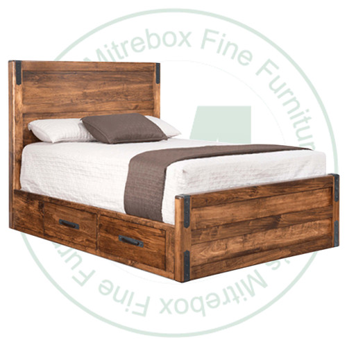 Oak Union Station 4 Drawer Double Storage Platform Bed. 57'' Headboard 22'' Footboard