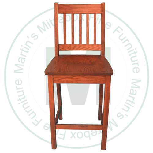 Oak Mini Mission No Swivel 30'' Barstool Has Wood Seat