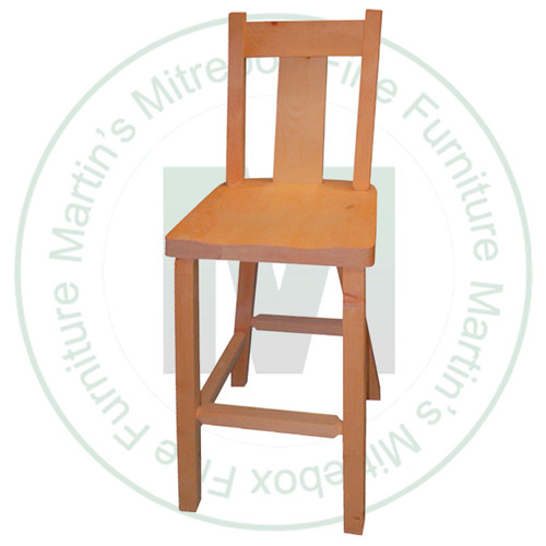 Oak Rustic Wide Slat No Swivel 24'' Barstool Has Wood Seat