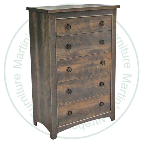 Pine Renoa 5 Drawer Chest Of Drawers. Hi boy Dimensions 19'' Deep x 36'' Wide x 54'' High. ( Texture : Mill sawn. Hardware : H17 Ring Pulls. )
