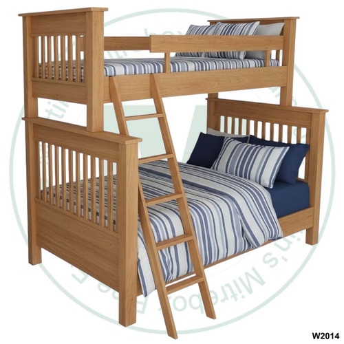 Oak Double Over Queen Slat Bunk Bed
