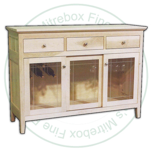 Wormy Maple Monterey Sideboard 59''W x 42''H x 19''D With 3 Drawers And 3 Sliding Glass Doors