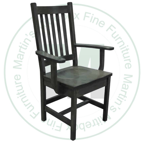 Oak Lowback Shaker Arm Chair 17'' Deep x 40'' High x 18'' Wide