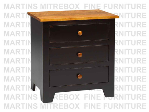 Maple Rustic Nightstand 3 Drawers 18''D x 26''W x 28''H