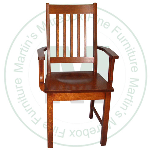 Wormy Maple Mini Mission Arm Chair Has Wood Seat