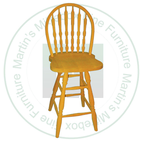 Wormy Maple Fancy Deep Seat Swivel 24'' Bar Stool Has Wood Seat