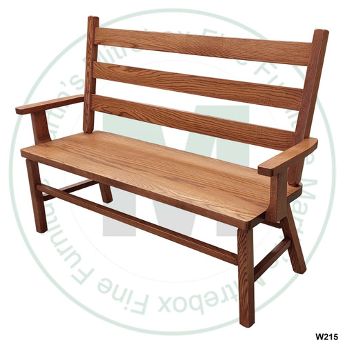 Wormy Maple Rustic Ladder Back Bench Has Wood Seat