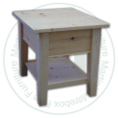 Pine A Series End Table 21''H x 21''W x 24''D With Shelf