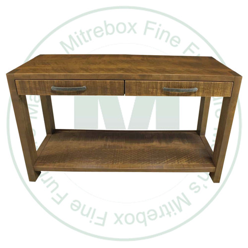 Wormy Maple Backwoods 2 Drawer Sofa Table. Backwoods Sofa Table Dimensions 18'' Deep x 48'' Wide x 30'' High. Sofa Table Has 1 3/8'' Thick Top. ( Texture : Millsawn. Hardware : 203 Pulls. )
