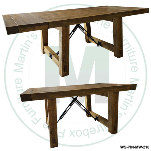 Wormy Maple Yukon Turnbuckle Harvest Table 36''D x 72''W x 30''H With 2 - 12'' End Leaves
