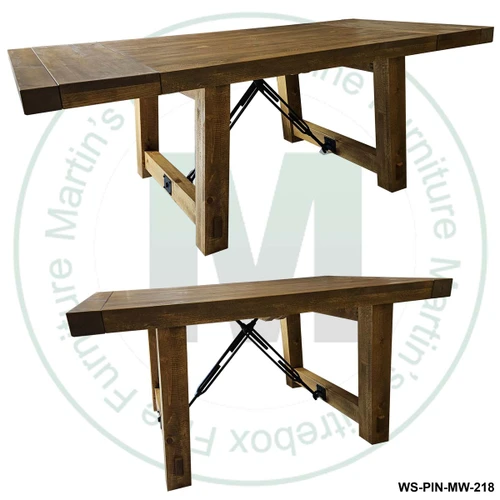 Wormy Maple Yukon Turnbuckle Harvest Table 42''D x 96''W x 30''H With 2 - 12'' End Leaves
