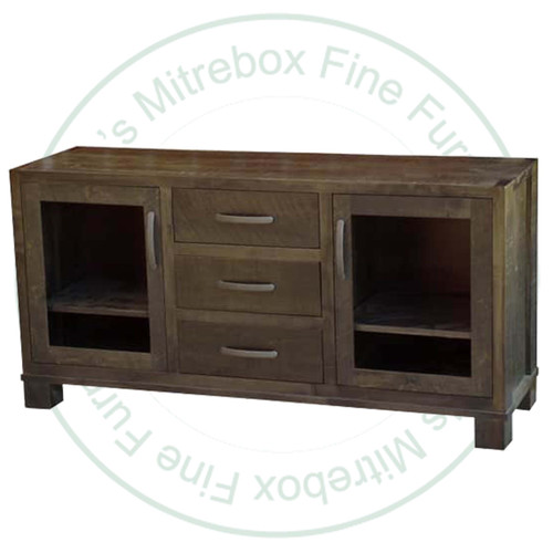 Wormy Maple Backwoods Entertainment Stand. Entertainment Centre Dimensions 18'' Deep x 60'' Wide x 30'' High. Media Centre has 3 Drawers and 2 Adjustable Shelves. ( Texture : Millsawn. Hardware : 203 Pulls. )
