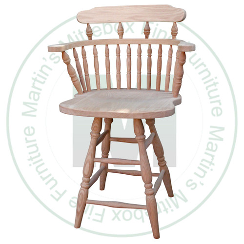 Oak Captain 24'' Bar Stool Has Wood Seat