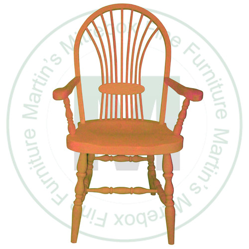 Wormy Maple Hoop Wheat Sheaf Arm Chair Has Wood Seat