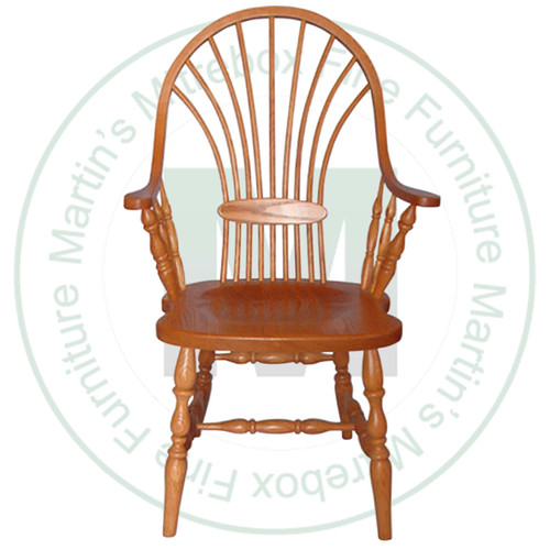 Maple Windsor Wheat Arm Chair Has Wood Seat